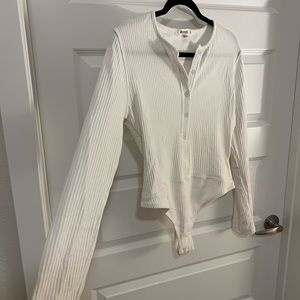 Missguided White button up body suit size 10